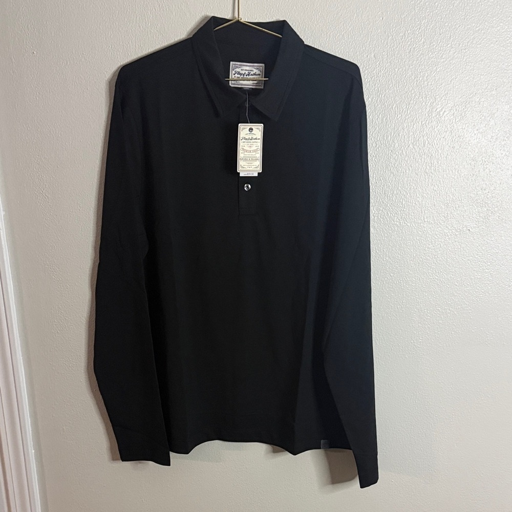 Flag & Anthem Men's M Black Long Sleeve Polo Shirt NWT